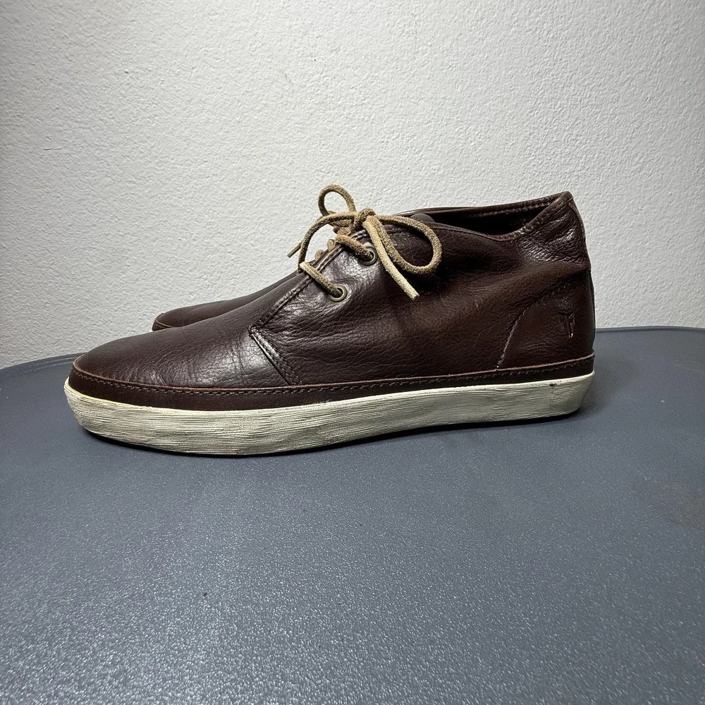 Frye Shoes Mens‎ Size 11.5 45 Brown Leather Lace Up Chukka Casual Sneakers